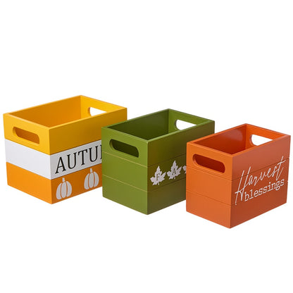 Set of 3 Harvest Wooden Boxes