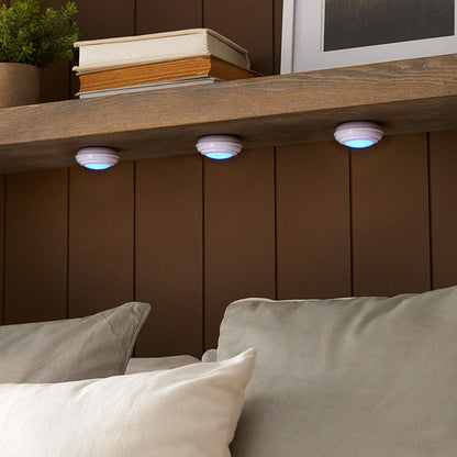 Wireless LED Color-Changing Puck Lights With Remote Set of 3