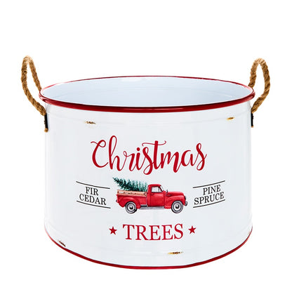 Set of 3 Antique Truck Christmas Trees Metal Planters