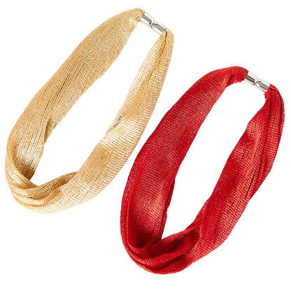 Metallic Necklace Scarf with Magnetic Clasp - Set of 2