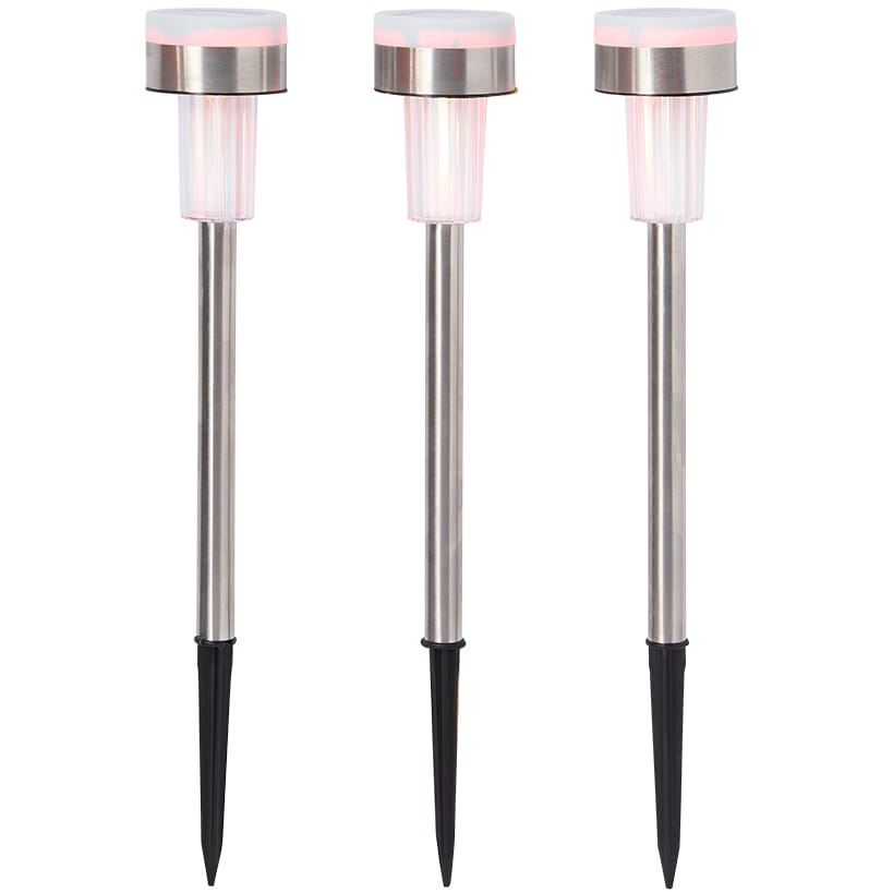 Dual-Lit Solar LED Garden Stakes - Set of 3