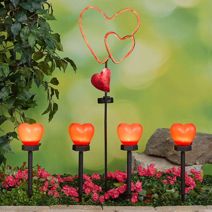 Solar Heart Garden Stakes-Set of 2