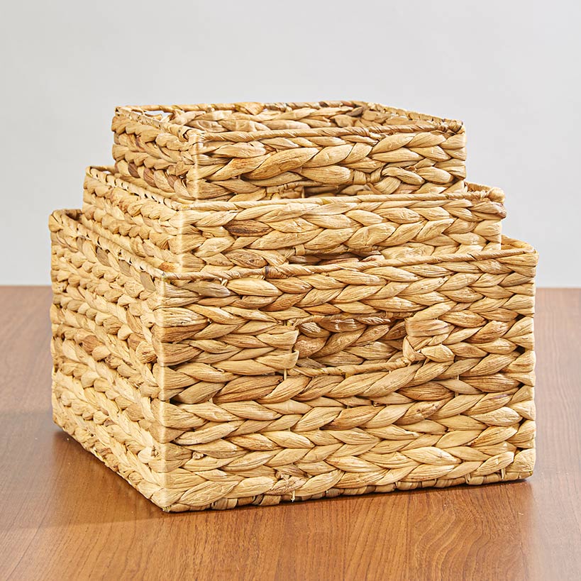 Set of 3 Water Hyacinth Nesting Baskets