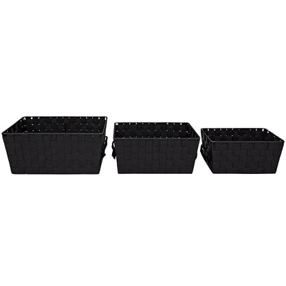 Whitmor Woven Storage Baskets in Black - Set of 3