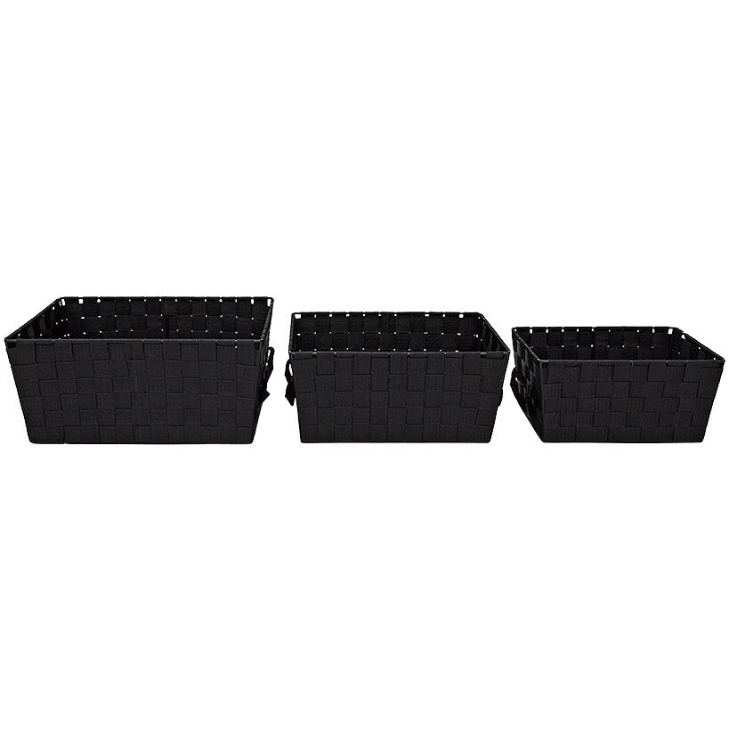 Whitmor Woven Storage Baskets in Black - Set of 3