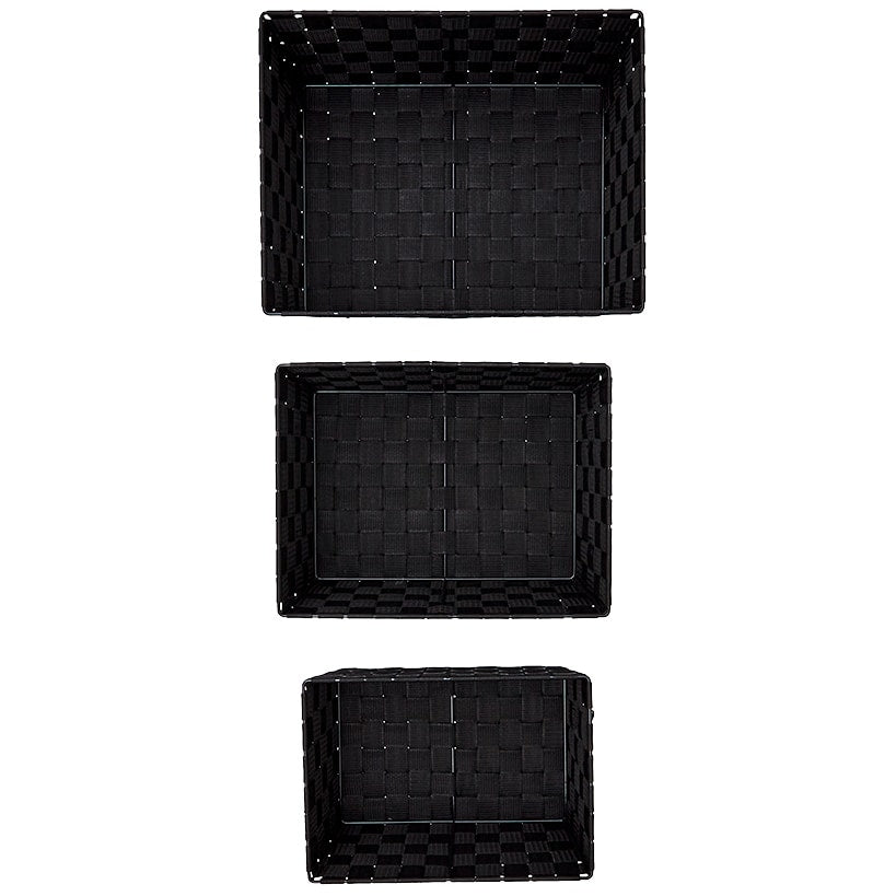 Whitmor Woven Storage Baskets in Black - Set of 3