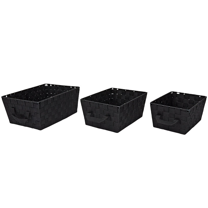 Whitmor Woven Storage Baskets in Black - Set of 3