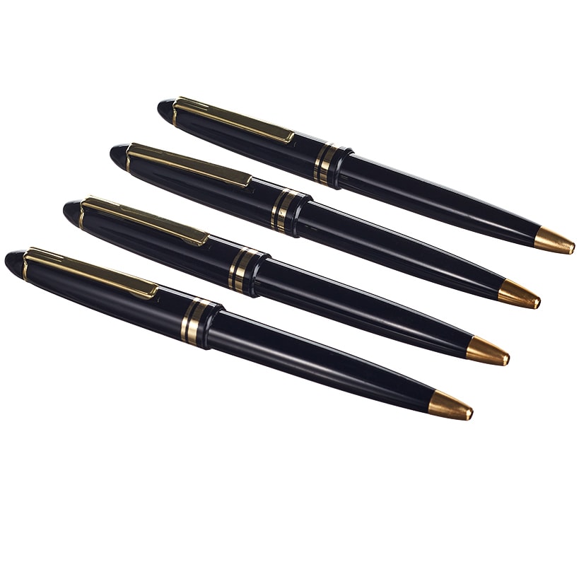 Black Ballpoint Pens with Gold Trim Set of 4
