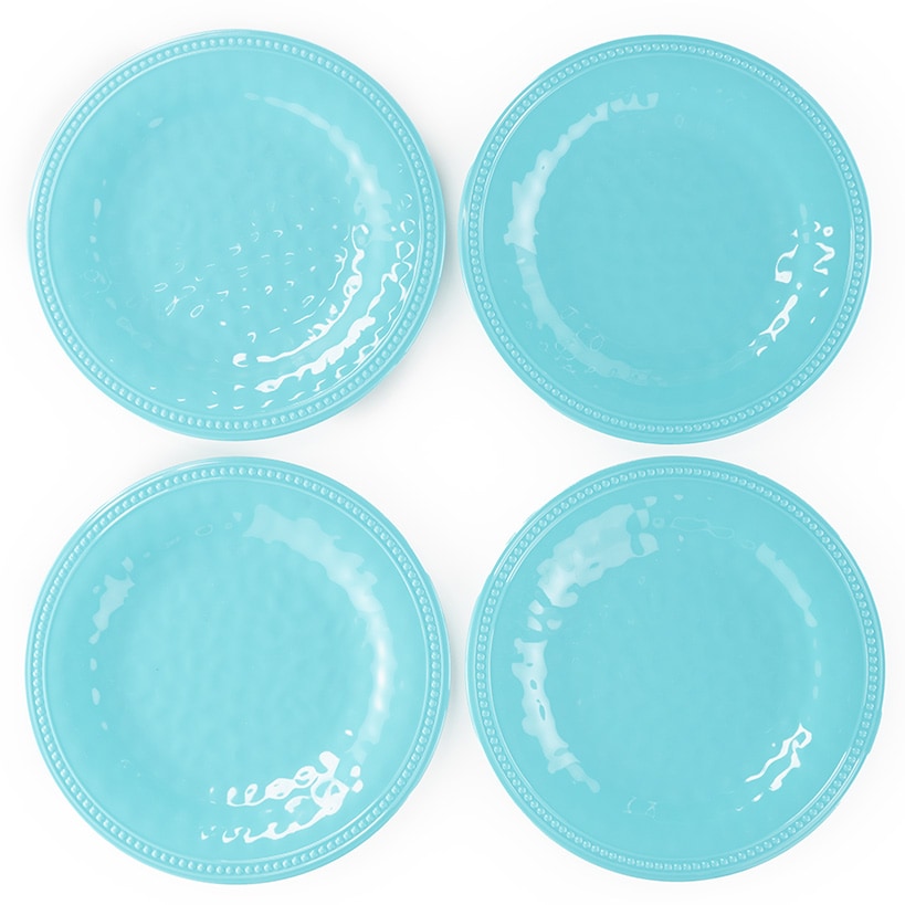 Turquoise Melamine Dinnerware Plates Set of 4