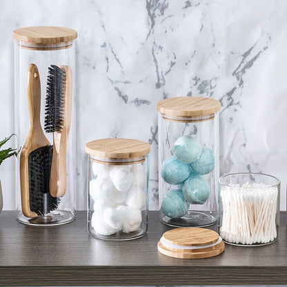 Bamboo Lid Glass Canisers Set of 4