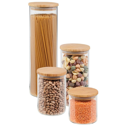 Bamboo Lid Glass Canisers Set of 4