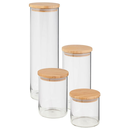 Bamboo Lid Glass Canisers Set of 4