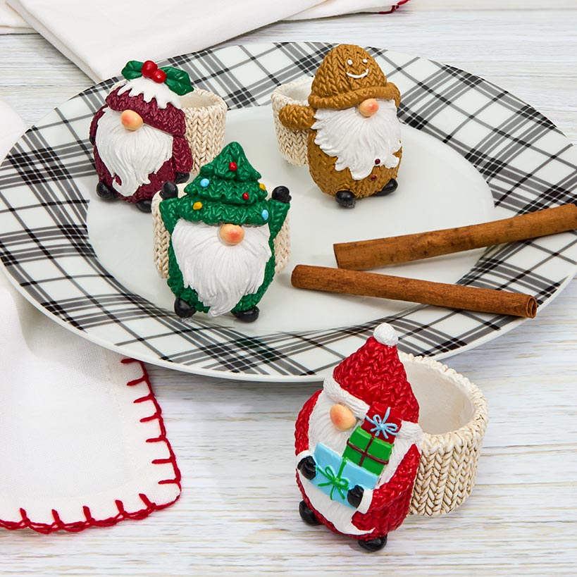 Set of 4 Gnome Napkin Rings