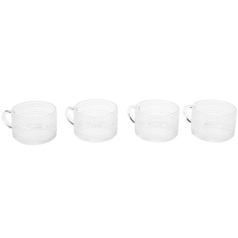 Hobnail Clear Glass Mugs - Set of 4