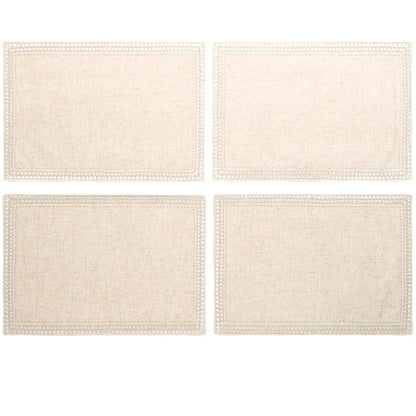 Homewear Linen Hemstitch Border Set of 4 Placemats 13" x 19"