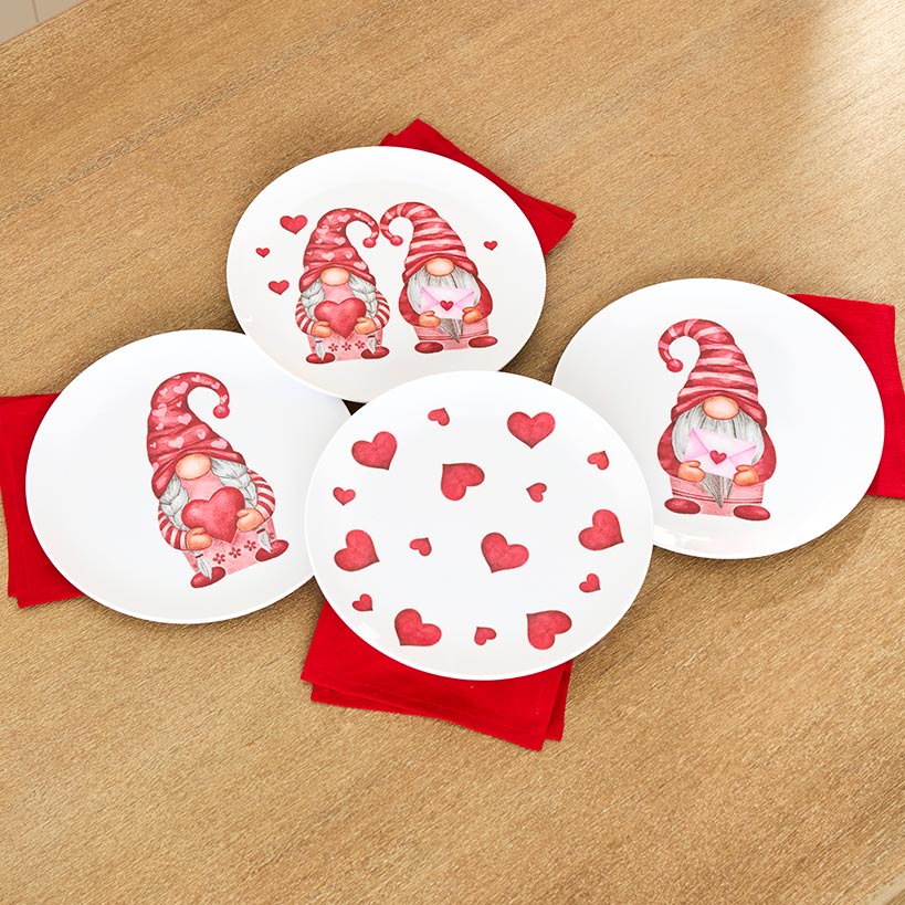 Valentine's Day Whimsical Gnome Printed Tabletop Collection#select-set_melamine-plates