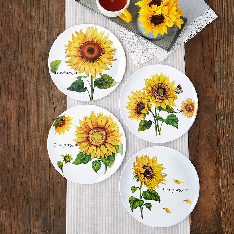 Summer Dining Melamine Plates Set of 4#select-design_sunflower