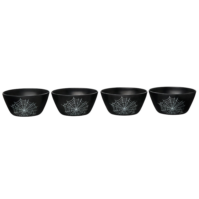 Set of 4 Halloween Cobweb Salad Bowls