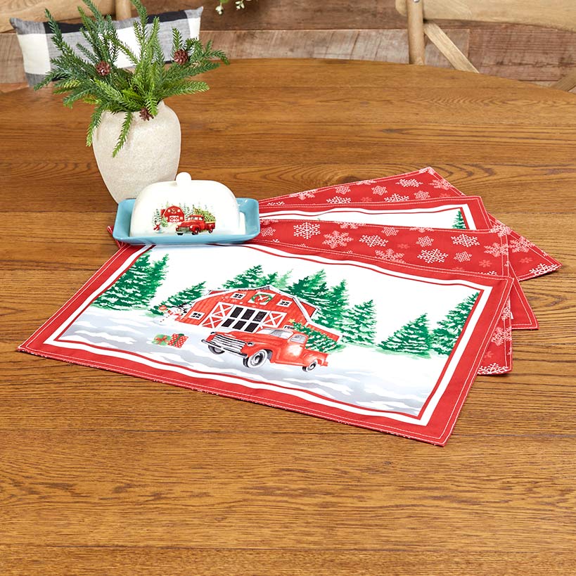 Christmas at the Barn Set of 4 Placemats or Table Runner