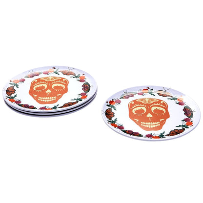 Skull and Butterfly Melamine Appetizer Plates - Set of 4