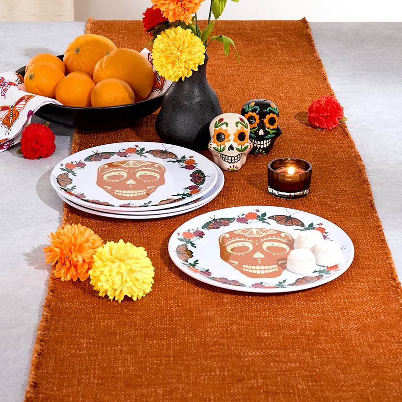 Skull and Butterfly Melamine Appetizer Plates - Set of 4