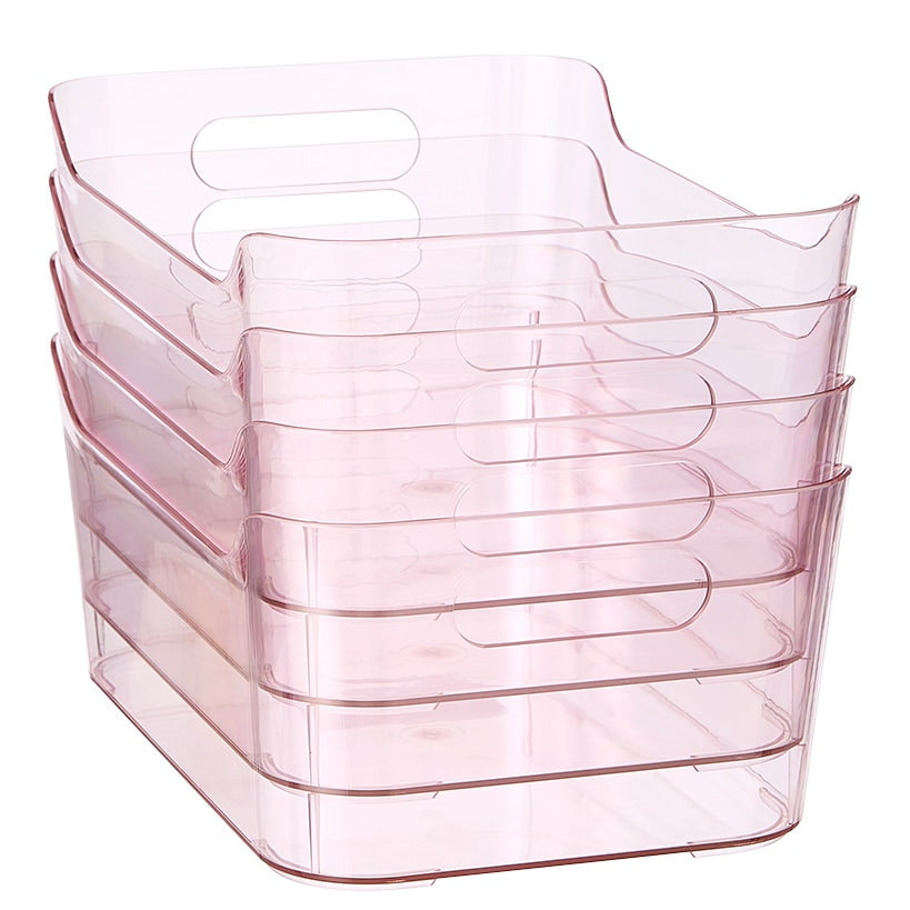 Small Plastic Storage Bins in Blush - Set of 4