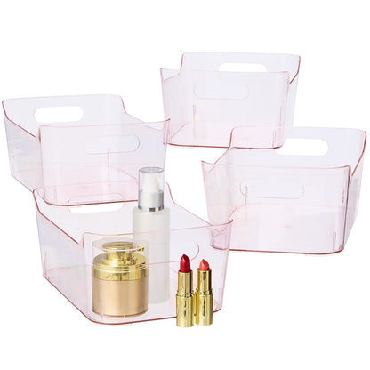 Small Plastic Storage Bins in Blush - Set of 4