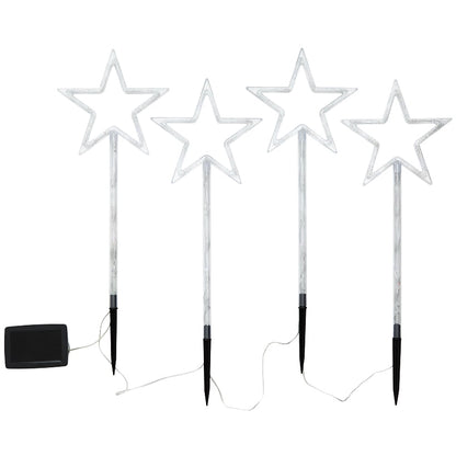 Solar Patriotic Star Garden Stakes - Set of 4