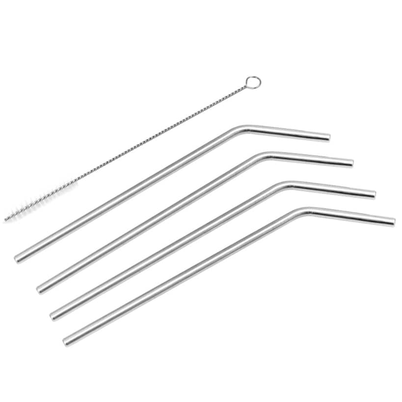 Stainless Steel Straws and Cleaning Brush Set of 4