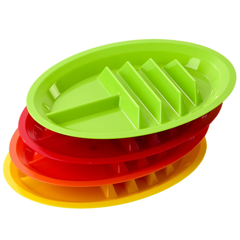 Multicolor Divided Taco Plates - Set of 4