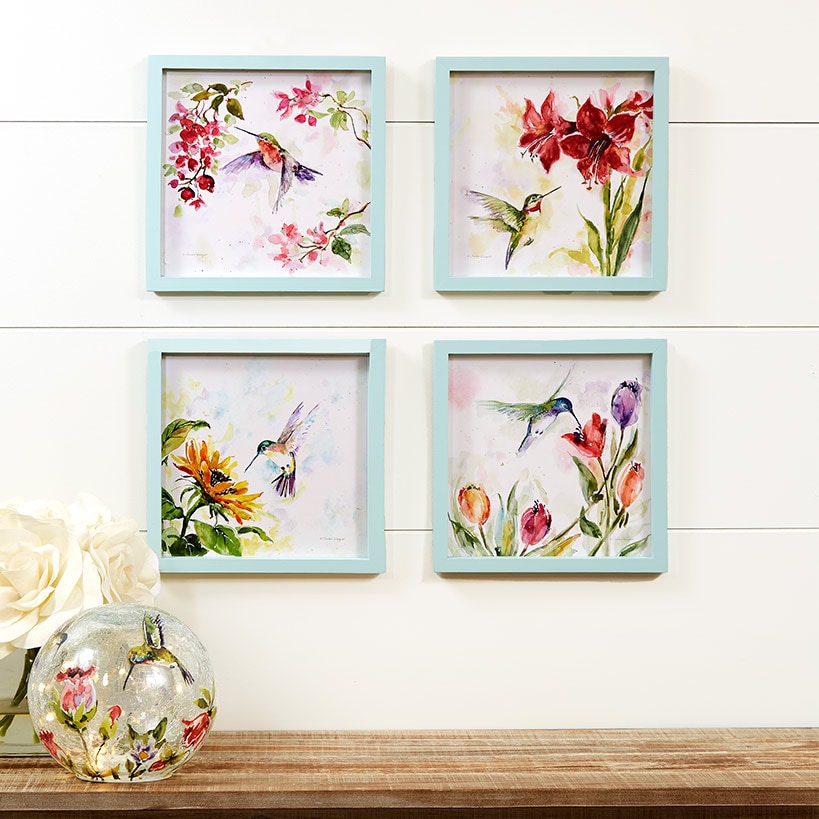 Framed Wall Art - Hummingbird, Butterfly, or Seashell Theme - 4 Pc#select-set_hummingbird
