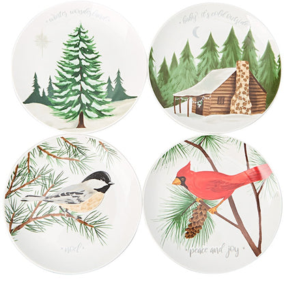 Set of 4 Winter Forest Appetizer Plates