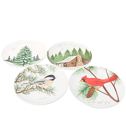 Set of 4 Winter Forest Appetizer Plates
