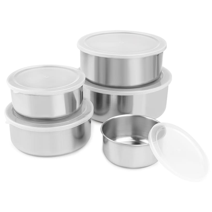 Stainless Steel Mixing Bowls Set with Lids Set of 5#select-color_silver