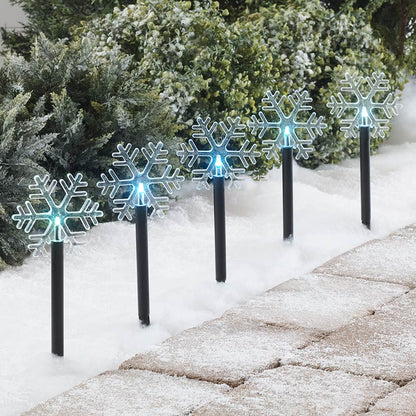 Solar LED Christmas Snowflake Changing Lights Set of 5