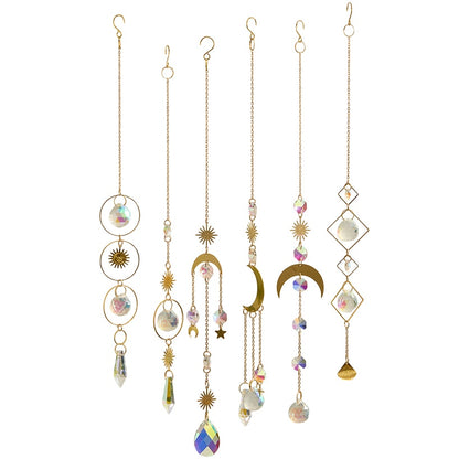 Set of 6 Glass Hanging Suncatchers - Decorative Art Glass Window Decor