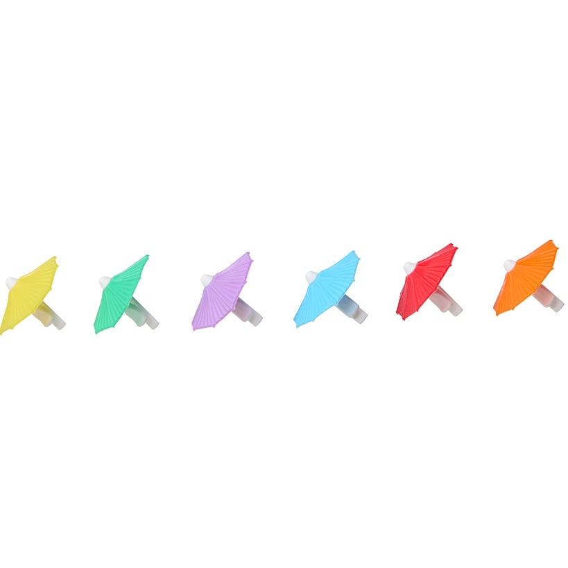 Multicolored Umbrella Drink or Cocktail Markers - Set of 6