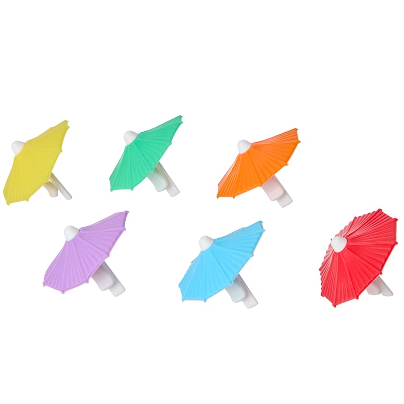 Multicolored Umbrella Drink or Cocktail Markers - Set of 6