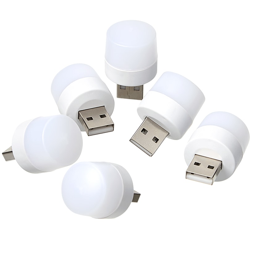 Mini USB Warm White LED Light Set Of 6 Easy To Use Compact Portable