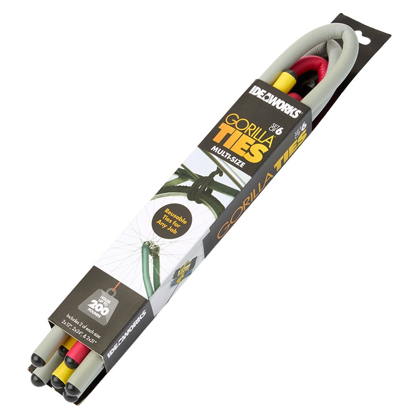 Ideaworks® Gorilla Ties - Multi-Size Flexible, Durable, Reusable, Set of 6
