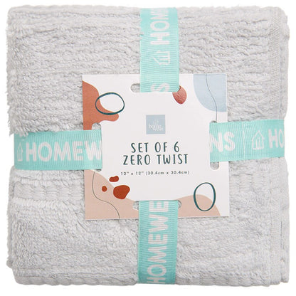 Homewear Highland Border Zero Twist Cotton Washcloth, Set of 6