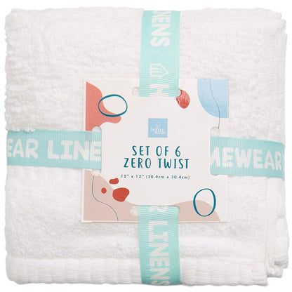 Homewear Highland Border Zero Twist Cotton Washcloth, Set of 6