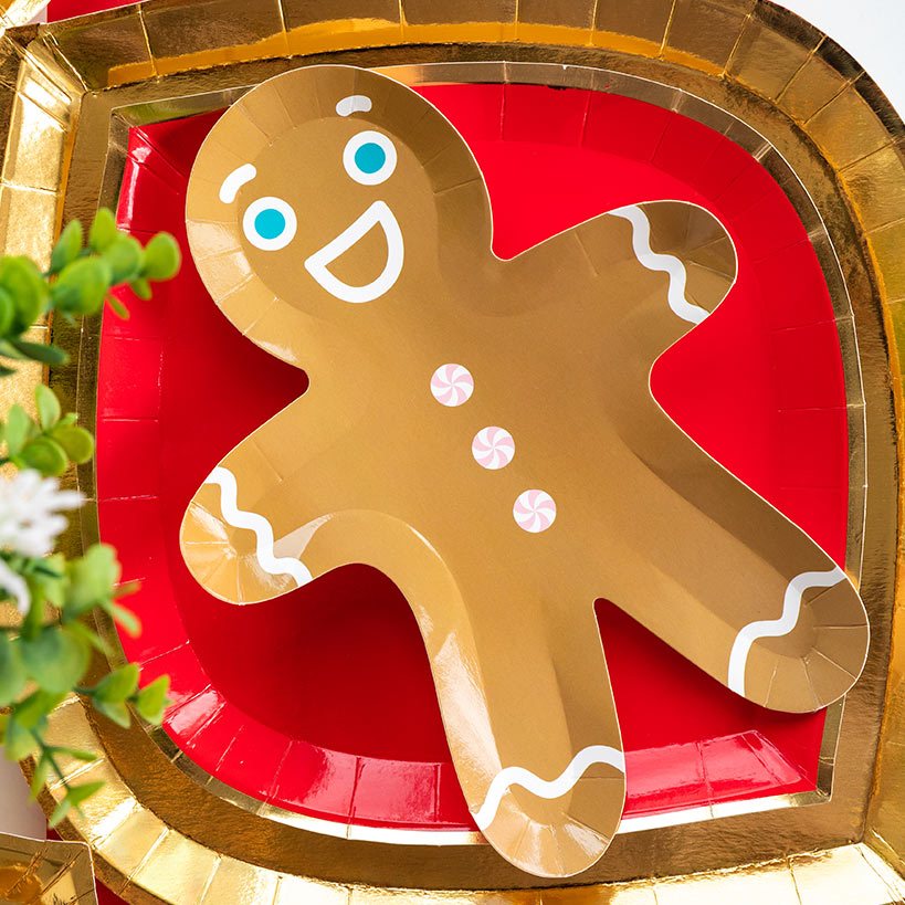 Disposible Gingerbread Men Dessert Plates or Peppermint Napkin Set