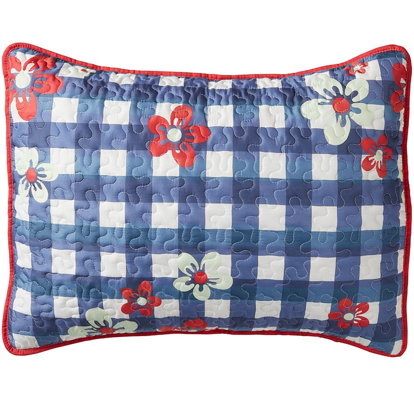 Floral Check Sham or Accent Pillow