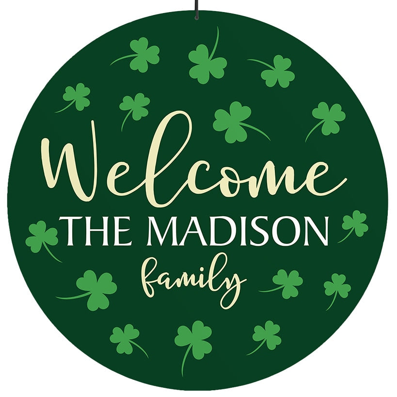 Personalized Welcome St Patrick's Shamrocks Wall Hanger