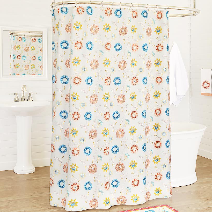 Shana Spring Floral Shower Curtain with Buttonholes