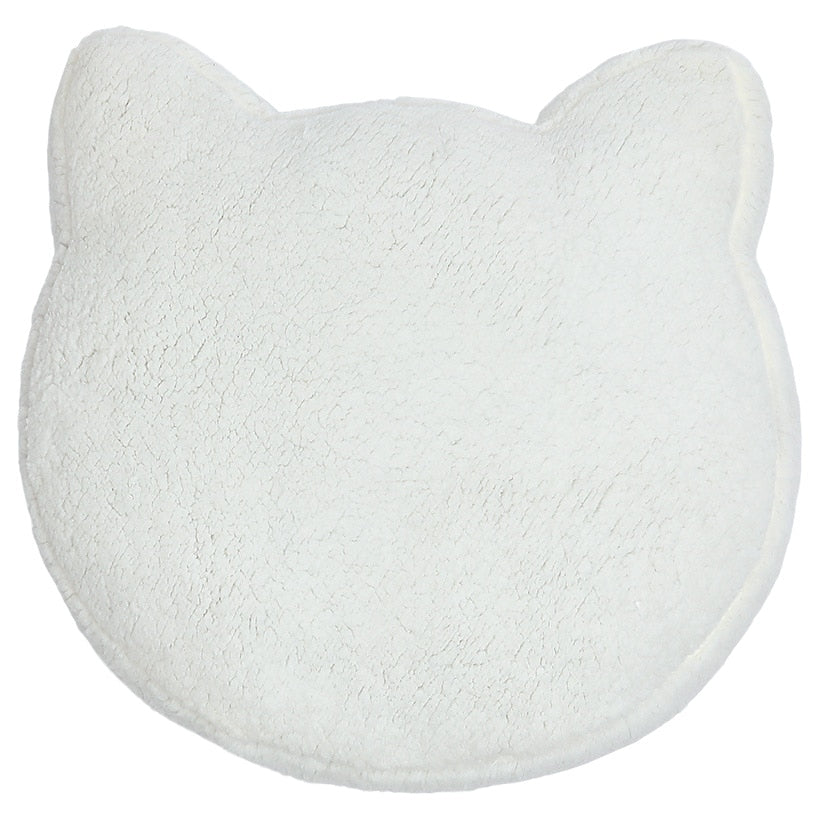Cat Head Shaped Sherpa Bed Warm Cozy Portable Washable Non Slip Bottom