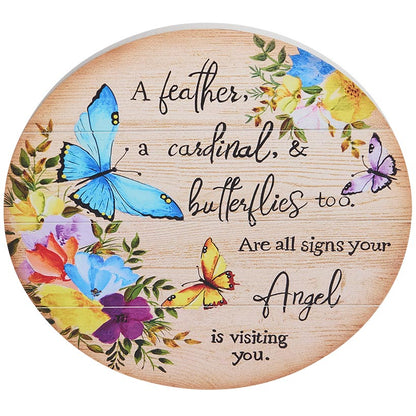 Round Butterfly Wall Plaque With Angel Sentiment