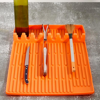 Silicone Grill Mat Griddle Tools Utensil Holder