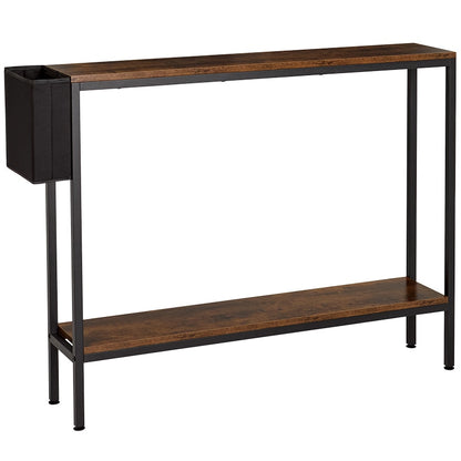 Narrow Console Table 2-Tier with Side Pocket
